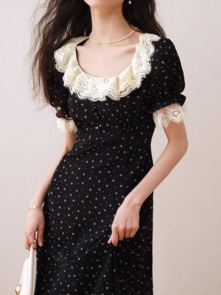 Elegant Lace Floral Short Slee - огляд і ціна Midi Skirt Floral