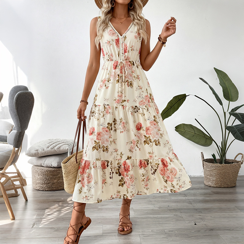Women Floral Print Sleeveless  - огляд і ціна Midi Skirt Floral