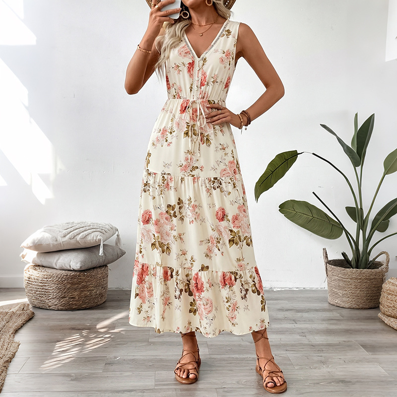 Women Floral Print Sleeveless  - огляд і ціна Midi Skirt Floral