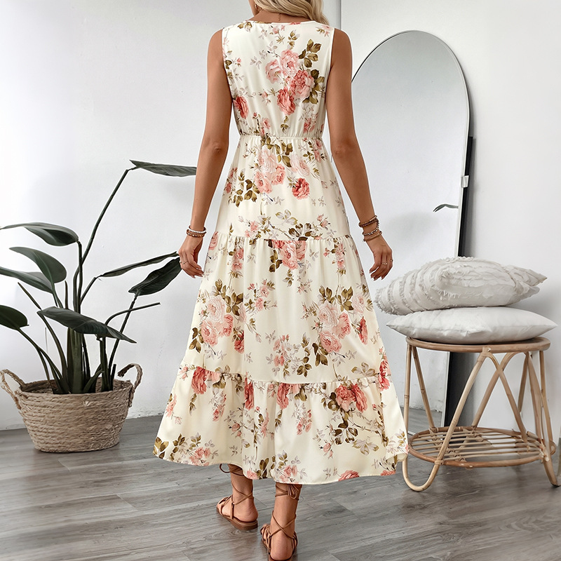 Women Floral Print Sleeveless  - огляд і ціна Midi Skirt Floral